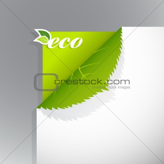 Corner on paper with eco sign.