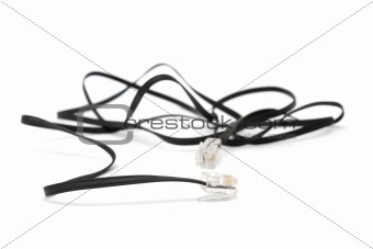 Telephone cable with plugs isolated on white