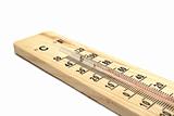 Wooden thermometer on white background