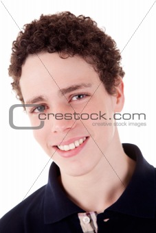 handsome young man smiling  on white background. Studio shot