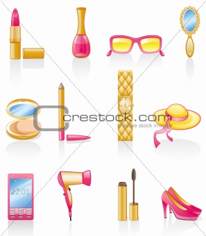Women accessories icon set.