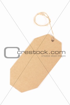 Blank tag tied with brown string.