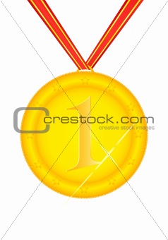 Gold medal, a vector illustration