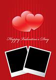 Happy Valentine's Day vertical vector background with two picture frame