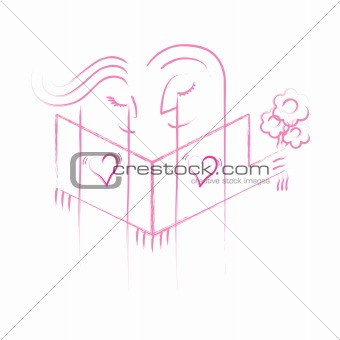 Love themed line style vector illustration