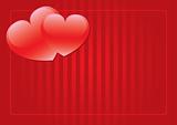 Two red hearts vector background