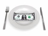 One dollar on plate