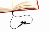 headphones and books (audio book concept)