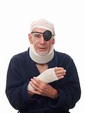 Old man with multiple injuries