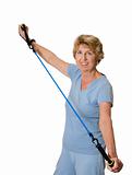 Senior woman with exercise band