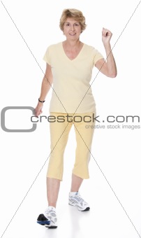 Senior woman doing aerobic exercises