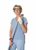 Active senior woman with golf club
