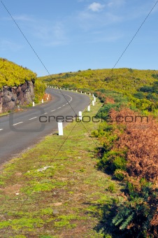 Road in Plateau of Parque natural de Madeira, Madeira island,  Portugal