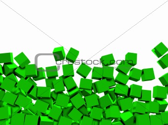 3d green cubes on white background
