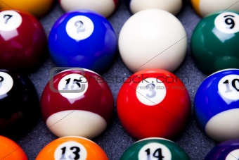 Close-up billiard balls