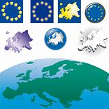 European union flag, map, symbols, icons...