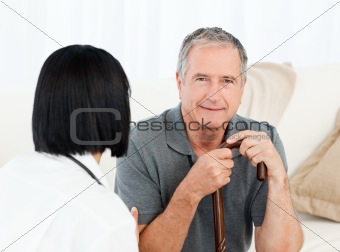 Retired man with his nurse 
