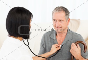 Retired man with his nurse