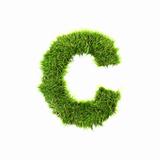 3d grass letter isolated on white background - C