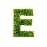 3d grass letter isolated on white background - E
