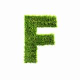 3d grass letter isolated on white background - F