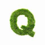 3d grass letter isolated on white background - Q