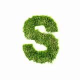 3d grass letter isolated on white background - S