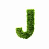 3d grass letter isolated on white background - J