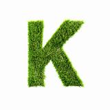 3d grass letter isolated on white background - K