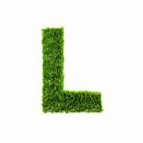 3d grass letter isolated on white background - L