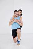 happy young couple fitness workout 