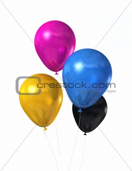 CMYK colored balloons isolated on white
