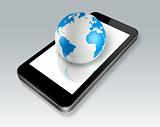 mobile phone and world globe