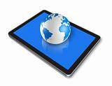 digital tablet pc and world globe