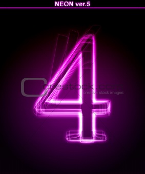 Glowing font. Shiny number 4