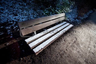 Bench with snow