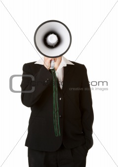 young business woman with megaphone 