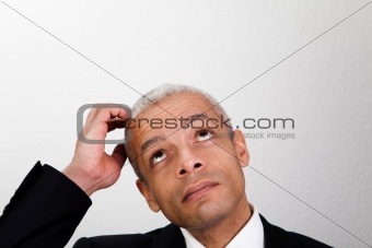 Businessman looking up