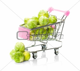 Brussels sprouts in the shopping cart