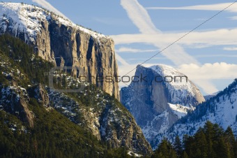 Sunset on Half Dome in Yosemite valley