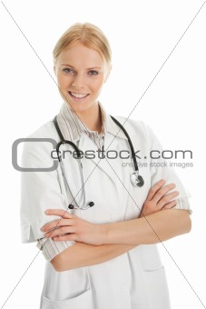 Smiling medical doctor woman with stethoscope