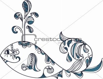stylized ethnic whale 