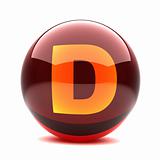 3d glossy sphere with orange letter - D