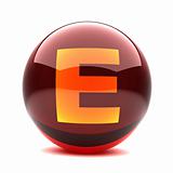 3d glossy sphere with orange letter - E