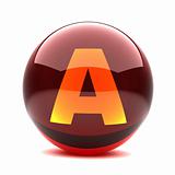 3d glossy sphere with orange letter - A