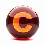 3d glossy sphere with orange letter - C