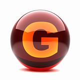 3d glossy sphere with orange letter - G