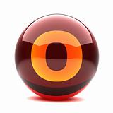 3d glossy sphere with orange letter - O