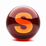 3d glossy sphere with orange letter - S