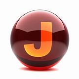 3d glossy sphere with orange letter - J